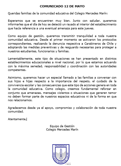 Comunicado 12 de Mayo